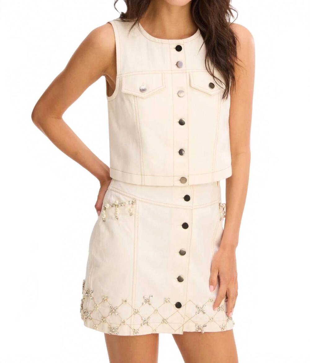 NEW ALLISON NEW YORK rhinstone harper skirt in off-white
